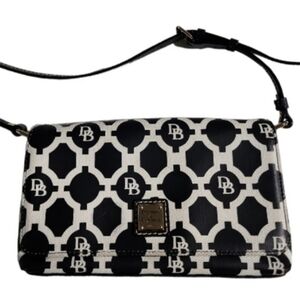 Dooney & Bourke Black White Canvas Crossbody Shoulder Bag Small